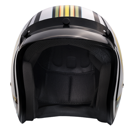 DOT Approved Daytona Cruiser Open Face Motorcycle Helmet - Men, Women & Youth - With Visor & Graphics - W/ Lightning