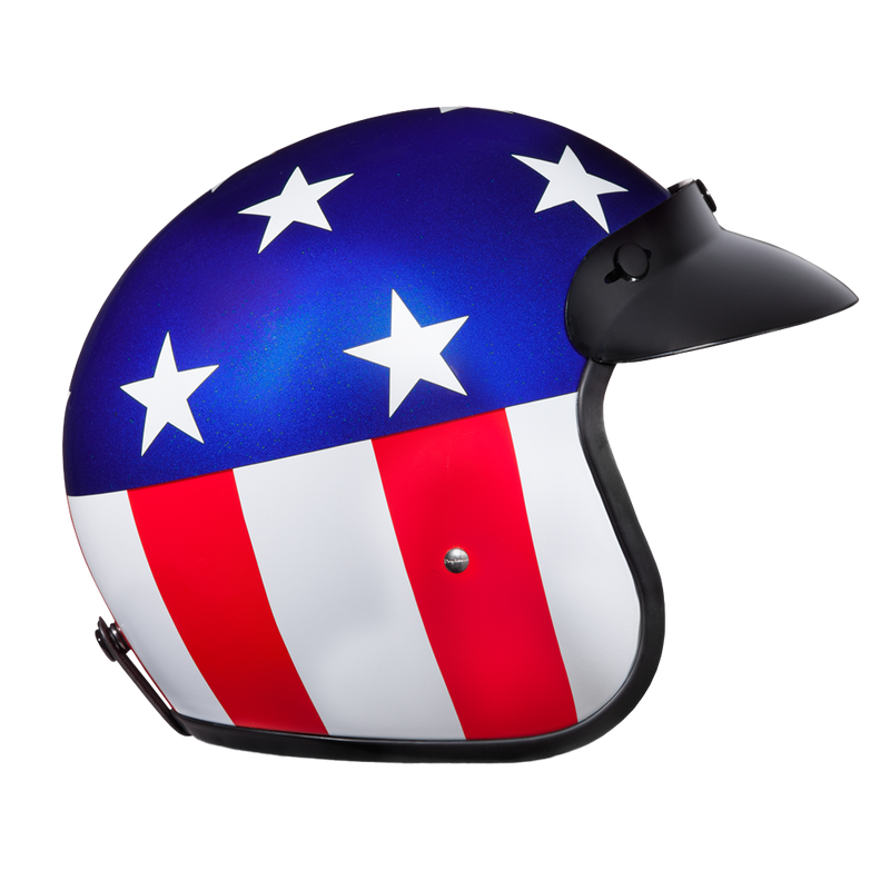 Load image into Gallery viewer, DOT Approved Daytona Cruiser Open Face Motorcycle Helmet - Men, Women & Youth - With Visor & Graphics - W/ Captain America