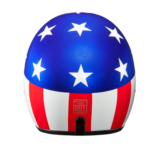 DOT Approved Daytona Cruiser Open Face Motorcycle Helmet - Men, Women & Youth - With Visor & Graphics - W/ Captain America
