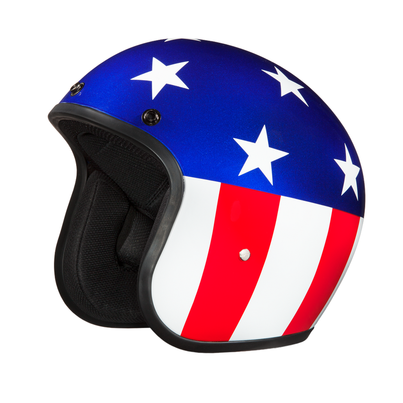 Load image into Gallery viewer, DOT Approved Daytona Cruiser Open Face Motorcycle Helmet - Men, Women &amp; Youth - With Visor &amp; Graphics - W/ Captain America
