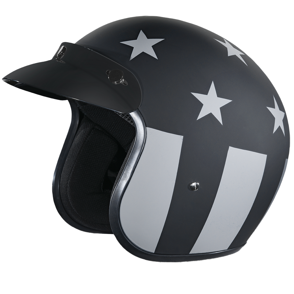 Daytona Cruiser Open Face Motorcycle Helmet - Visor & Graphics - Captain America Stealth | DOT Approved 2XL Daytona Cruiser Open Face Motorcycle Helmet - Visor & Graphics - Captain America Stealth | DOT Approved 2XL