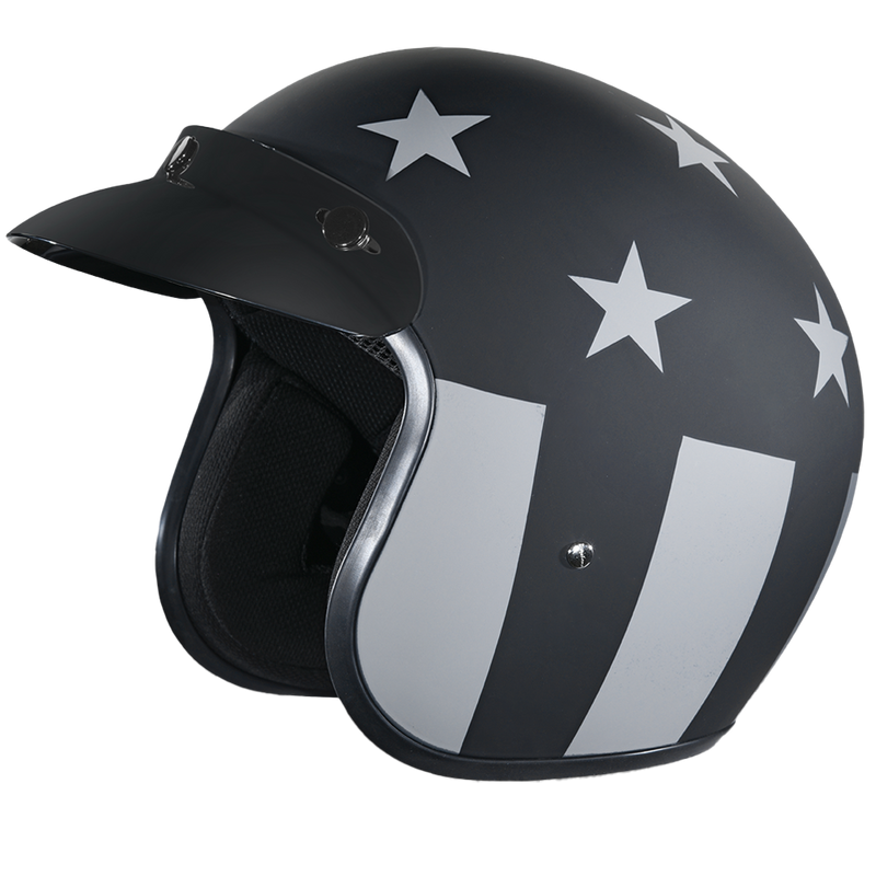 Load image into Gallery viewer, DOT Daytona Cruiser Open Face Motorcycle Helmet - Men, Women &amp; Youth - With Visor &amp; Graphics - W/ Captain America Stealth
