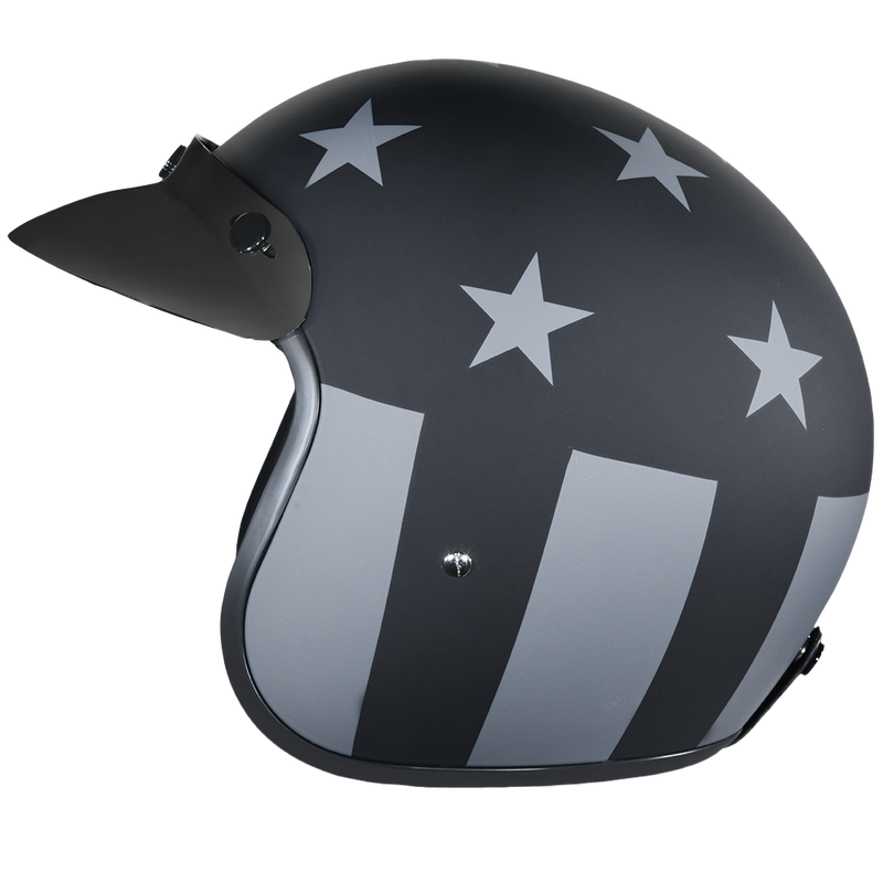 Load image into Gallery viewer, DOT Daytona Cruiser Open Face Motorcycle Helmet - Men, Women &amp; Youth - With Visor &amp; Graphics - W/ Captain America Stealth
