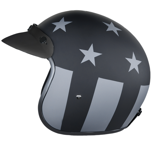 DOT Daytona Cruiser Open Face Motorcycle Helmet - Men, Women & Youth - With Visor & Graphics - W/ Captain America Stealth