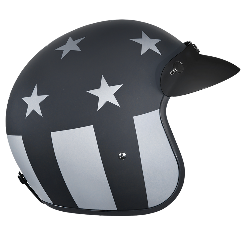 Load image into Gallery viewer, DOT Approved Daytona Cruiser Open Face Motorcycle Helmet - Men, Women & Youth - With Visor & Graphics - W/ Captain America Stealth