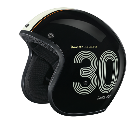 DOT Approved Daytona Cruiser Open Face Motorcycle Helmet - Men, Women & Youth - With Visor & Graphics - W/ Daytona 30th