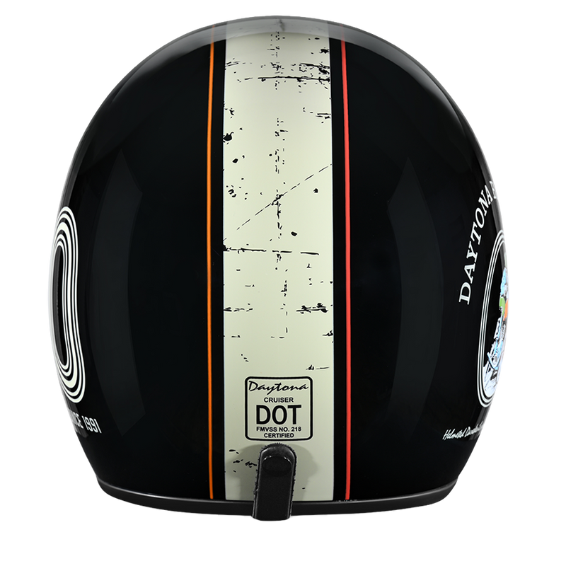 Load image into Gallery viewer, DOT Approved Daytona Cruiser Open Face Motorcycle Helmet - Men, Women &amp; Youth - With Visor &amp; Graphics - W/ Daytona 30th
