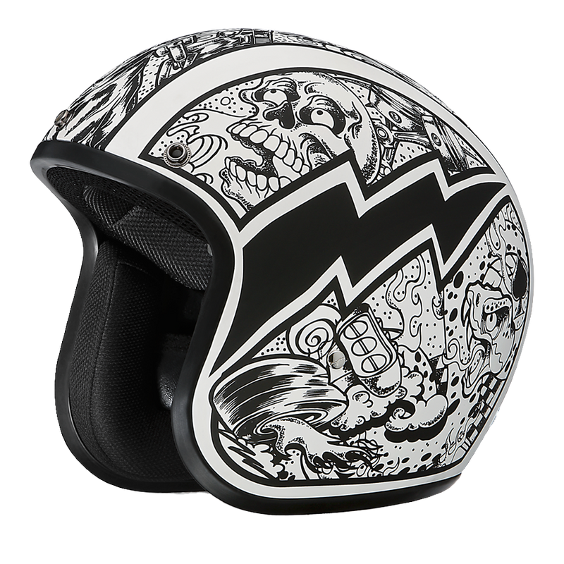 Load image into Gallery viewer, DOT Approved Daytona Cruiser Open Face Motorcycle Helmet - Men, Women &amp; Youth - With Visor &amp; Graphics - W/ Graffiti
