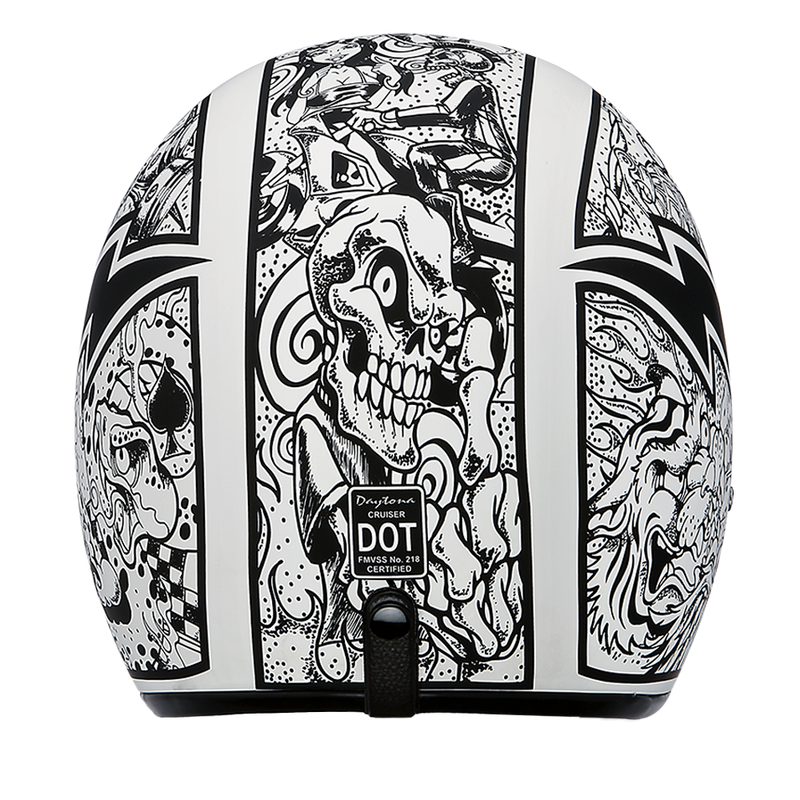 Load image into Gallery viewer, DOT Approved Daytona Cruiser Open Face Motorcycle Helmet - Men, Women &amp; Youth - With Visor &amp; Graphics - W/ Graffiti
