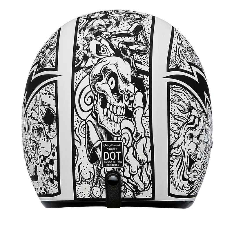 Load image into Gallery viewer, DOT Approved Daytona Cruiser Open Face Motorcycle Helmet - Men, Women & Youth - With Visor & Graphics - W/ Graffiti