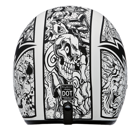 DOT Approved Daytona Cruiser Open Face Motorcycle Helmet - Men, Women & Youth - With Visor & Graphics - W/ Graffiti