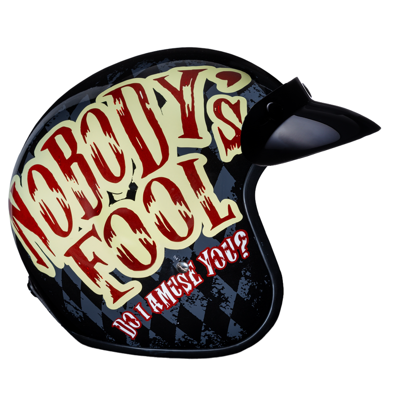 Load image into Gallery viewer, DOT Approved Daytona Cruiser Open Face Motorcycle Helmet - Men, Women &amp; Youth - With Visor &amp; Graphics - W/ Joker
