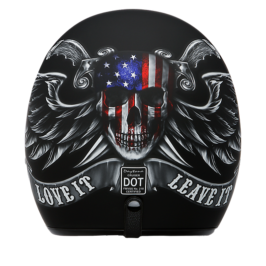 DOT Approved Daytona Cruiser Open Face Motorcycle Helmet - Men, Women & Youth - With Visor & Graphics - W/ Love It