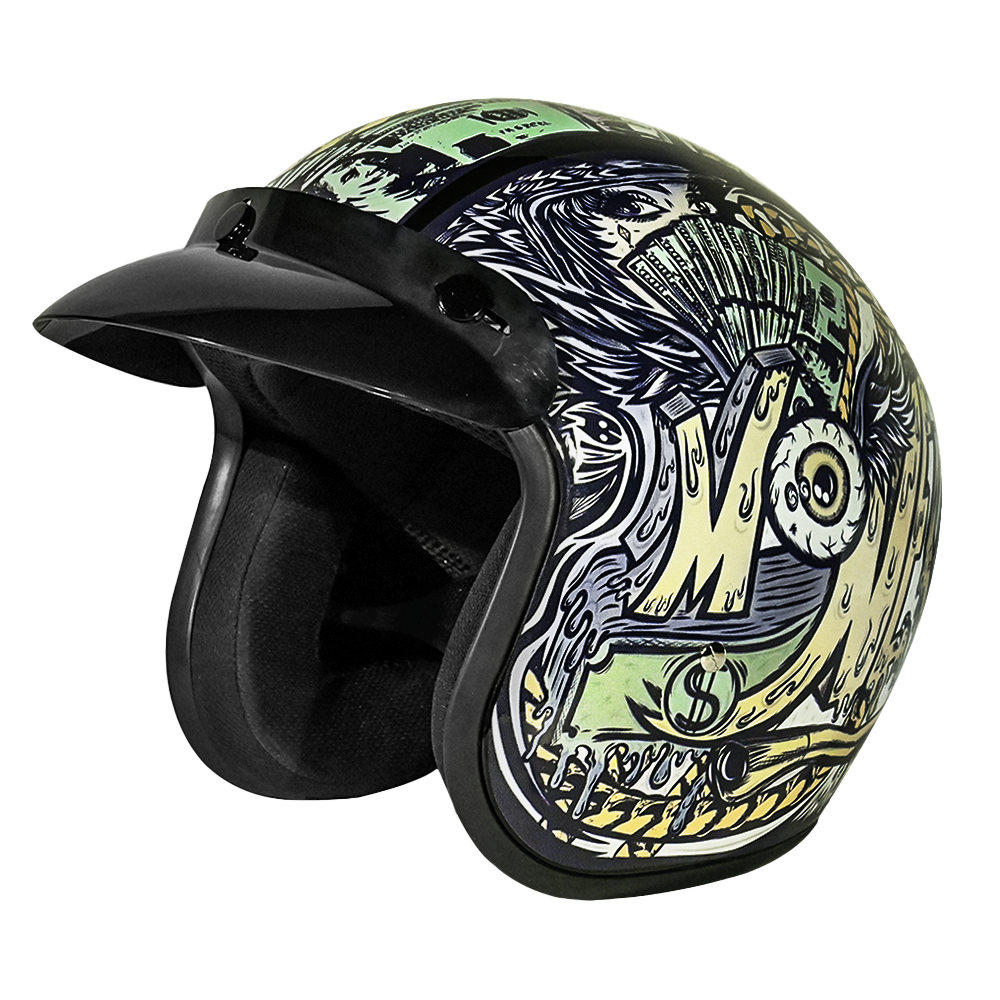 Daytona Cruiser Money Open Face Motorcycle Helmet, 2XL
