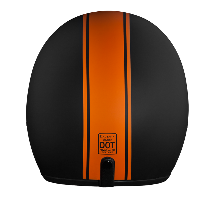 Load image into Gallery viewer, DOT Approved Daytona Cruiser Open Face Motorcycle Helmet - Men, Women & Youth - With Visor & Graphics - W/ Orange Pin Stripe