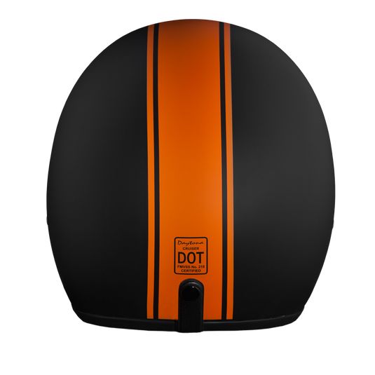 DOT Approved Daytona Cruiser Open Face Motorcycle Helmet - Men, Women & Youth - With Visor & Graphics - W/ Orange Pin Stripe