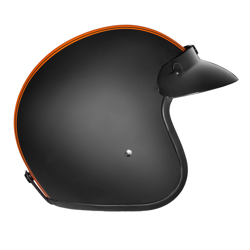 Load image into Gallery viewer, DOT Approved Daytona Cruiser Open Face Motorcycle Helmet - Men, Women &amp; Youth - With Visor &amp; Graphics - W/ Orange Pin Stripe
