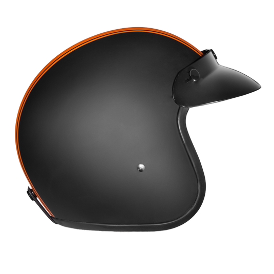 DOT Approved Daytona Cruiser Open Face Motorcycle Helmet - Men, Women & Youth - With Visor & Graphics - W/ Orange Pin Stripe