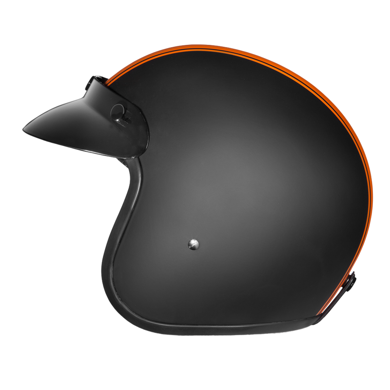Load image into Gallery viewer, DOT Approved Daytona Cruiser Open Face Motorcycle Helmet - Men, Women & Youth - With Visor & Graphics - W/ Orange Pin Stripe