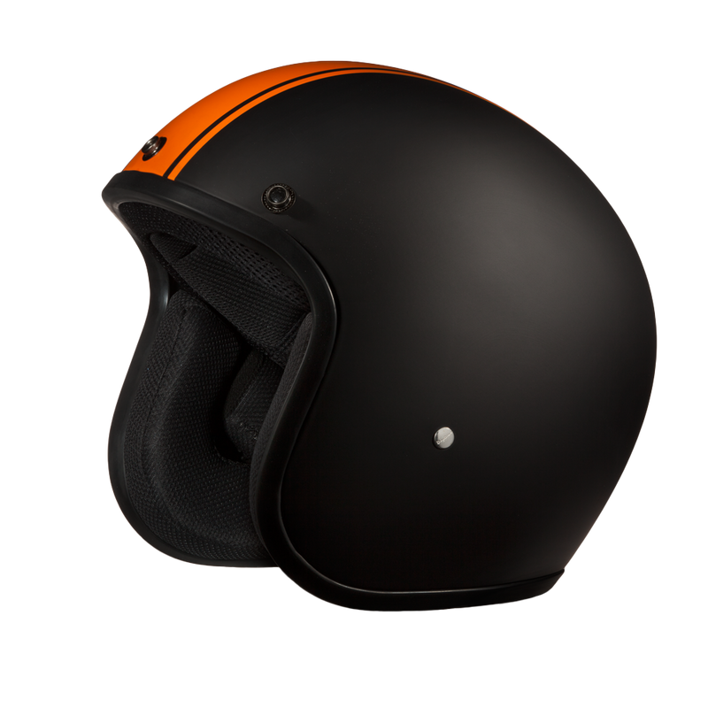 Load image into Gallery viewer, DOT Approved Daytona Cruiser Open Face Motorcycle Helmet - Men, Women & Youth - With Visor & Graphics - W/ Orange Pin Stripe