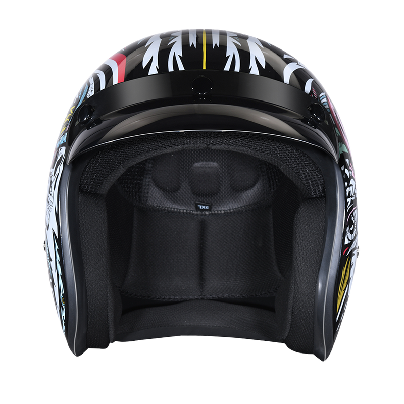 Load image into Gallery viewer, DOT Approved Daytona Cruiser Open Face Motorcycle Helmet - Men, Women &amp; Youth - With Visor &amp; Graphics - W/ Tribal
