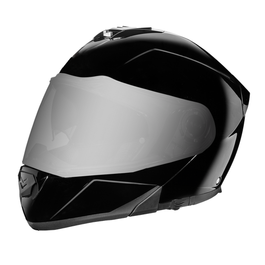 Daytona Glide Modular Motorcycle Helmet - DOT Approved, Bluetooth Ready, Dual Visor, Men/Women/Youth - Hi-Gloss Black