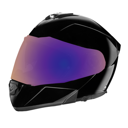 Daytona Glide Modular Motorcycle Helmet - DOT Approved, Bluetooth Ready, Dual Visor, Men/Women/Youth - Hi-Gloss Black