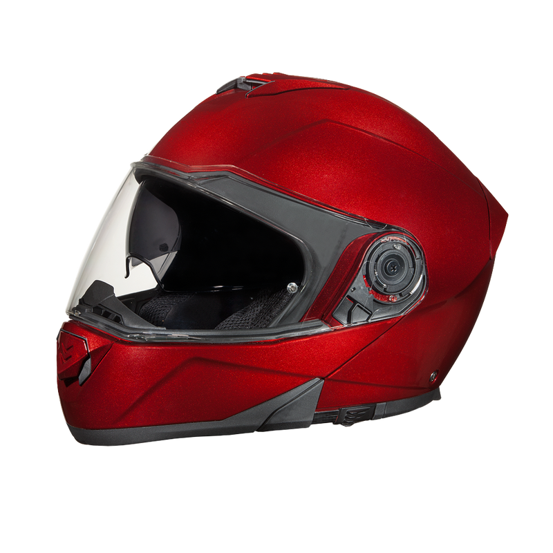 Load image into Gallery viewer, Daytona Glide Modular Motorcycle Helmet - DOT Approved, Bluetooth Ready, Dual Visor, Men/Women/Youth - Black Cherry