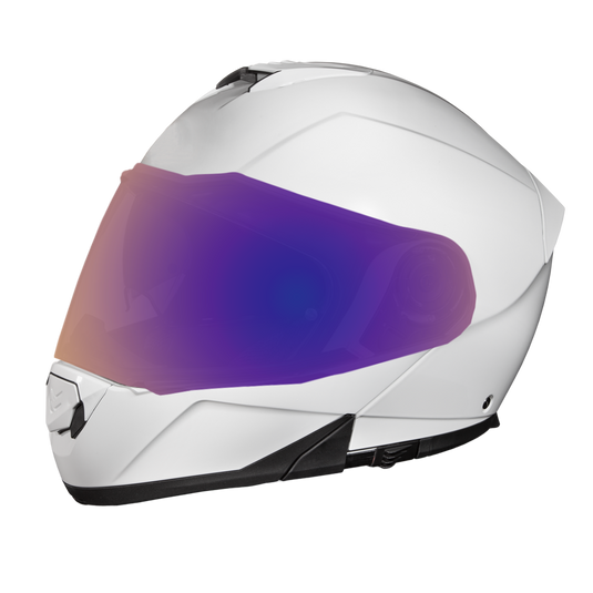 Daytona Glide Modular Motorcycle Helmet - DOT Approved, Bluetooth Ready, Dual Visor, Men/Women/Youth - Hi-Gloss White