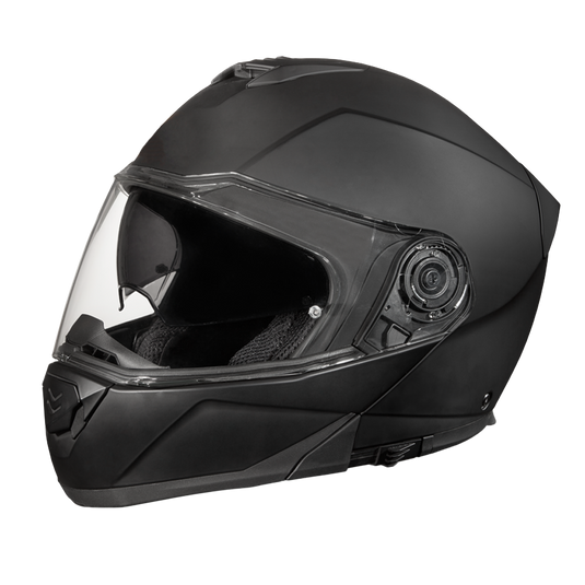 Daytona Glide Modular Motorcycle Helmet - DOT Approved, Bluetooth Ready, Dual Visor, Men/Women/Youth - Dull Black
