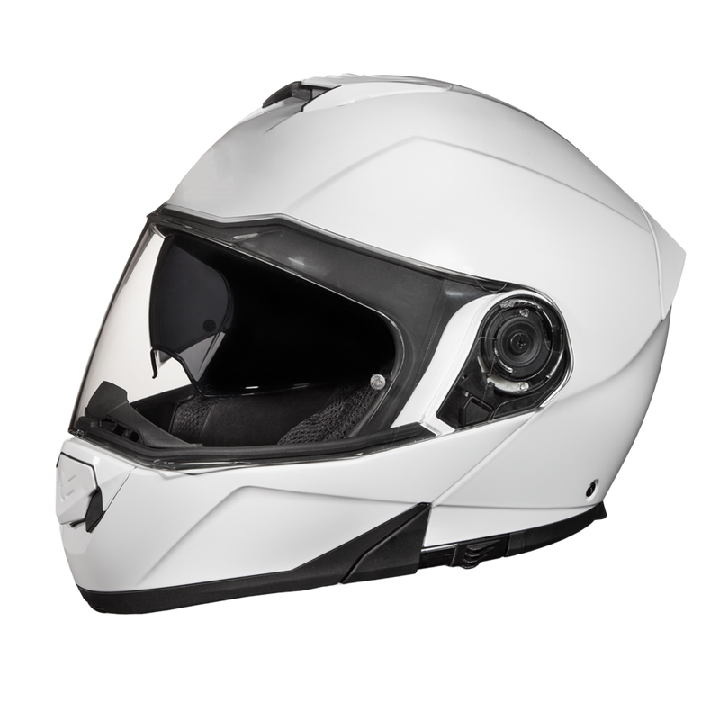 Load image into Gallery viewer, Daytona Glide Modular Motorcycle Helmet - DOT Approved, Bluetooth Ready, Dual Visor, Men/Women/Youth - Hi-Gloss White
