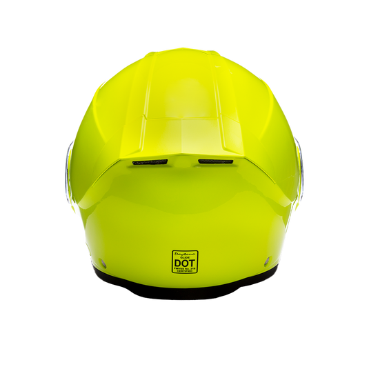 Daytona Glide Modular Motorcycle Helmet - DOT Approved, Bluetooth Ready, Dual Visor, Men/Women/Youth - Fluorescent Yellow