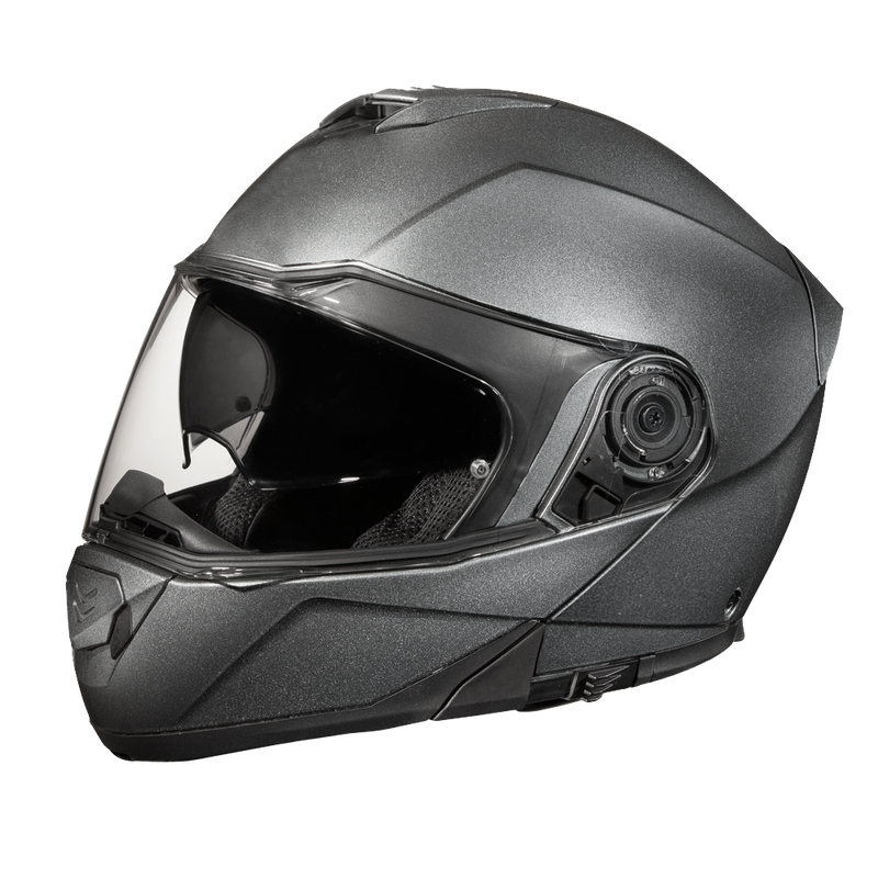 Load image into Gallery viewer, Daytona Glide Modular Motorcycle Helmet - DOT Approved, Bluetooth Ready, Dual Visor, Men/Women/Youth - Gun Metal Grey Metallic
