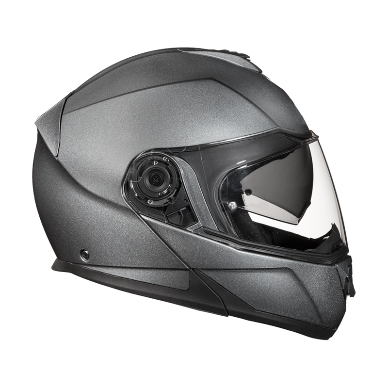 Load image into Gallery viewer, Daytona Glide Modular Motorcycle Helmet - DOT Approved, Bluetooth Ready, Dual Visor, Men/Women/Youth - Gun Metal Grey Metallic
