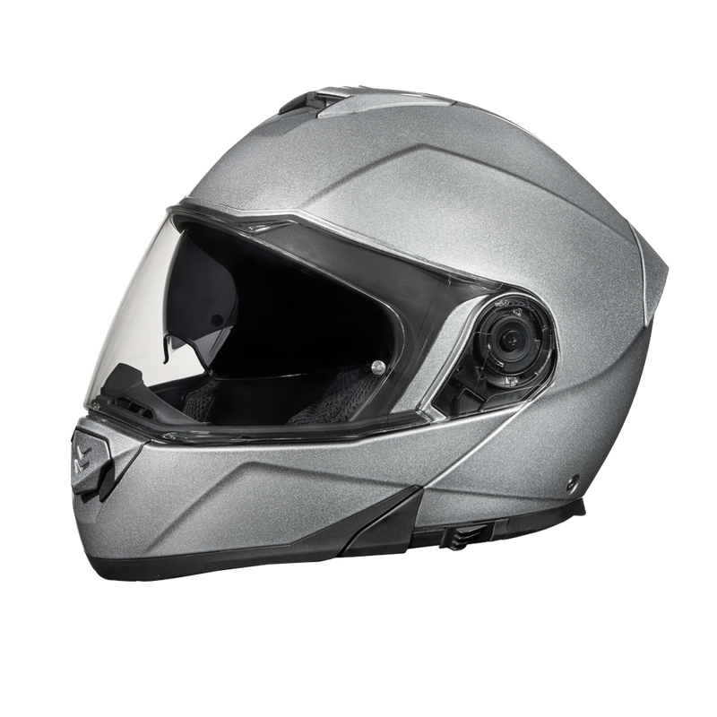 Load image into Gallery viewer, Daytona Glide Modular Motorcycle Helmet - DOT Approved, Bluetooth Ready, Dual Visor, Men/Women/Youth- Silver Metallic
