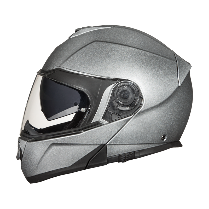 Load image into Gallery viewer, Daytona Glide Modular Motorcycle Helmet - DOT Approved, Bluetooth Ready, Dual Visor, Men/Women/Youth- Silver Metallic
