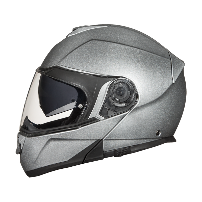 Load image into Gallery viewer, Daytona Glide Modular Motorcycle Helmet - DOT Approved, Bluetooth Ready, Dual Visor, Men/Women/Youth- Silver Metallic