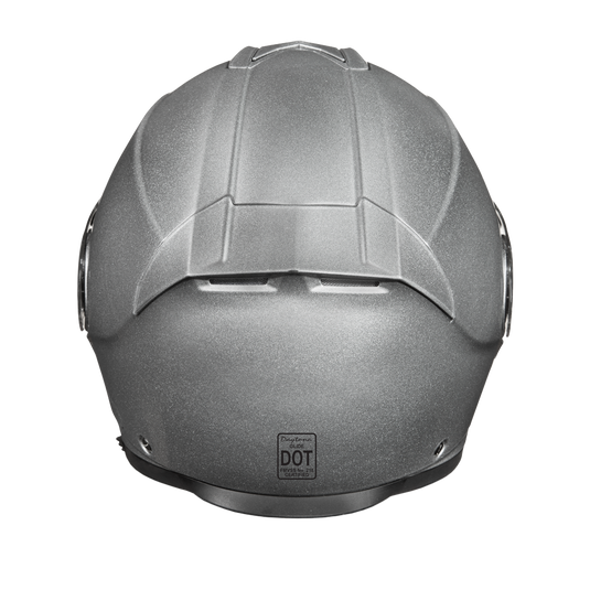 Daytona Glide Modular Motorcycle Helmet - DOT Approved, Bluetooth Ready, Dual Visor, Men/Women/Youth- Silver Metallic