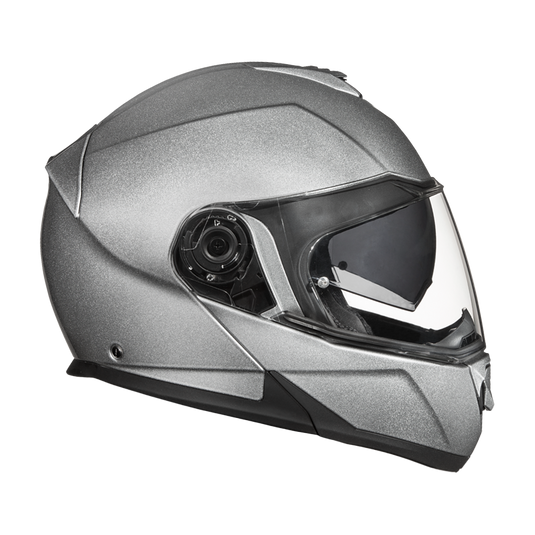 Daytona Glide Modular Motorcycle Helmet - DOT Approved, Bluetooth Ready, Dual Visor, Men/Women/Youth- Silver Metallic