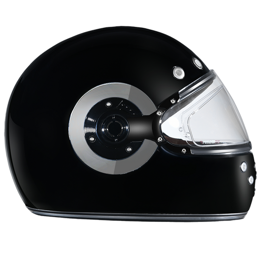 DOT Daytona Retro Full Face Motorcycle Helmet: Vintage Style for Men, Women, & Youth - Hi-Gloss Black w/ Chrome Accents