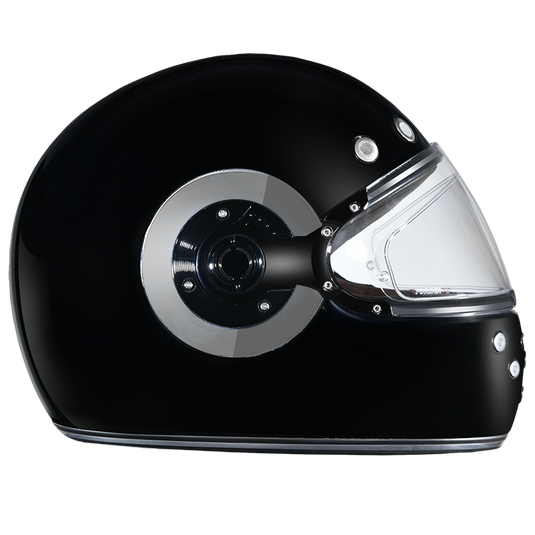 D.O.T. DAYTONA RETRO- HI-GLOSS BLACK W/ CHROME ACCENTS