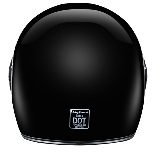 DOT Daytona Retro Full Face Motorcycle Helmet: Vintage Style for Men, Women, & Youth - Hi-Gloss Black w/ Chrome Accents