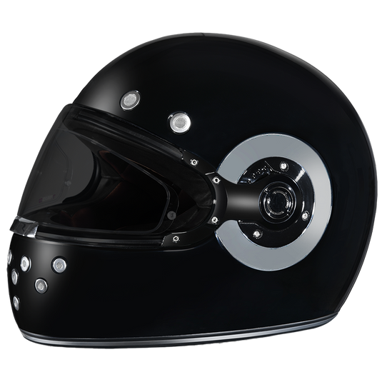 D.O.T. DAYTONA RETRO- HI-GLOSS BLACK W/ CHROME ACCENTS