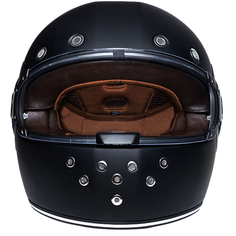 Load image into Gallery viewer, DOT Daytona Retro Full Face Motorcycle Helmet: Vintage Style for Men, Women, &amp; Youth - Dull Black W/ Dull Black Accents
