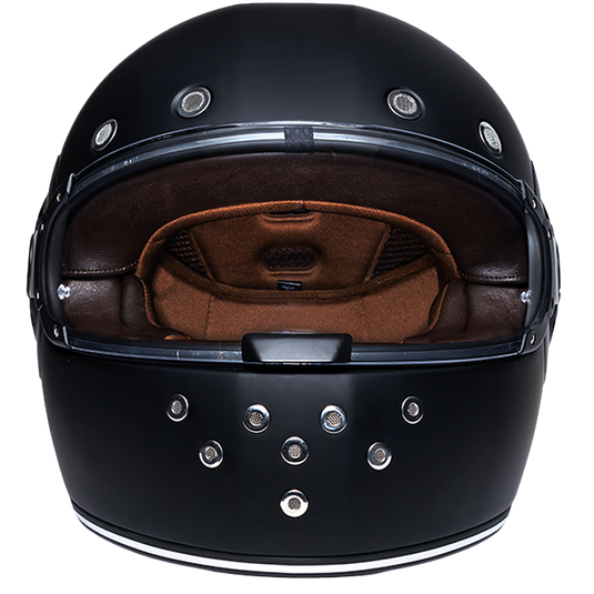 DOT Daytona Retro Full Face Motorcycle Helmet: Vintage Style for Men, Women, & Youth - Dull Black W/ Dull Black Accents