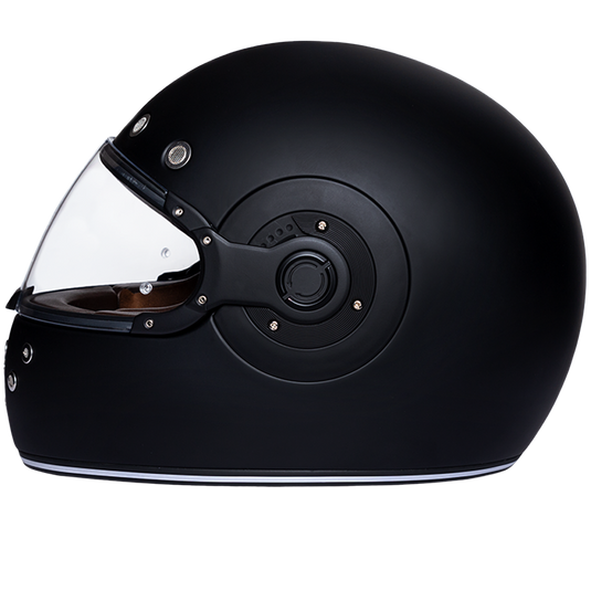 DOT Daytona Retro Full Face Motorcycle Helmet: Vintage Style for Men, Women, & Youth - Dull Black W/ Dull Black Accents