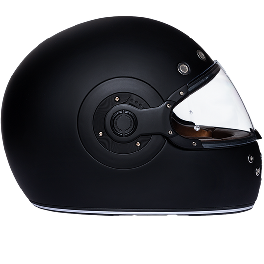 DOT Daytona Retro Full Face Motorcycle Helmet: Vintage Style for Men, Women, & Youth - Dull Black W/ Dull Black Accents