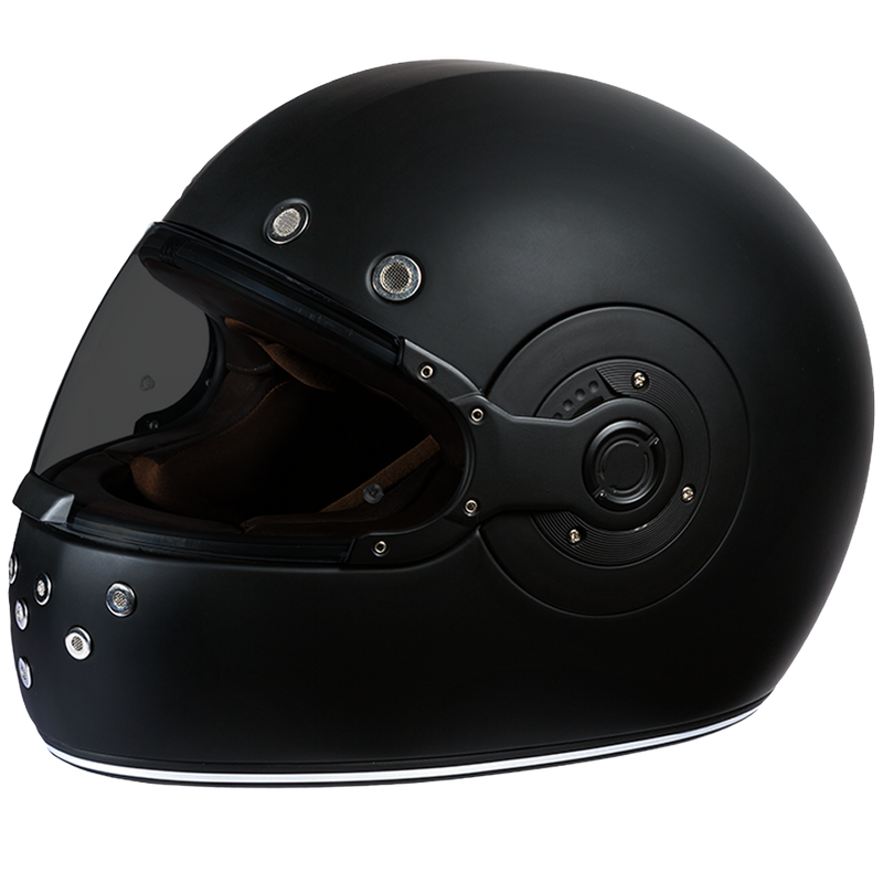 Load image into Gallery viewer, DOT Daytona Retro Full Face Motorcycle Helmet: Vintage Style for Men, Women, &amp; Youth - Dull Black W/ Dull Black Accents
