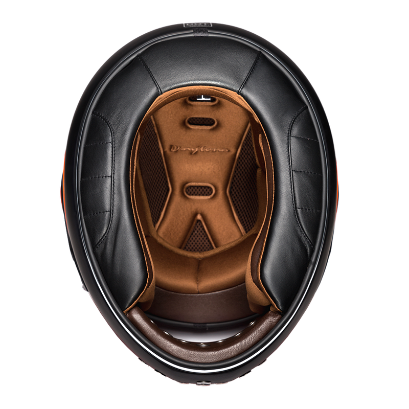 Load image into Gallery viewer, DOT Daytona Retro Full Face Motorcycle Helmet: Vintage Style for Men, Women, & Youth - Dull Black W/ Orange Accents