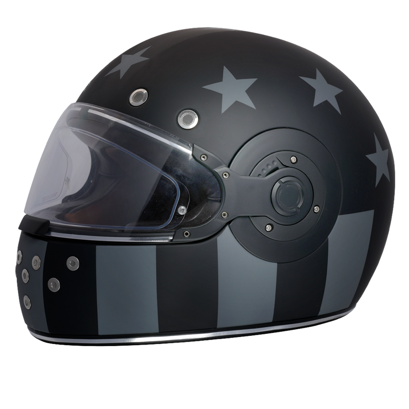 Load image into Gallery viewer, DOT Daytona Retro Full Face Motorcycle Helmet: Vintage Style for Men, Women, &amp; Youth - W/ Captain America Stealth
